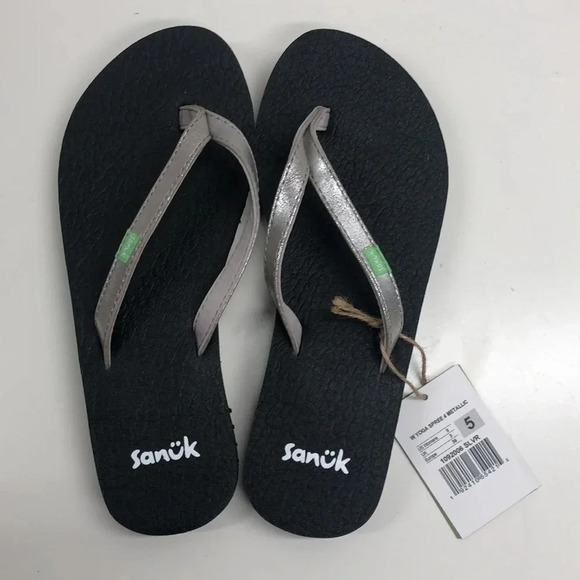 NWT Sanuk Yoga Spree Metallic Flip Flops Size 5 - Picture 2 of 7